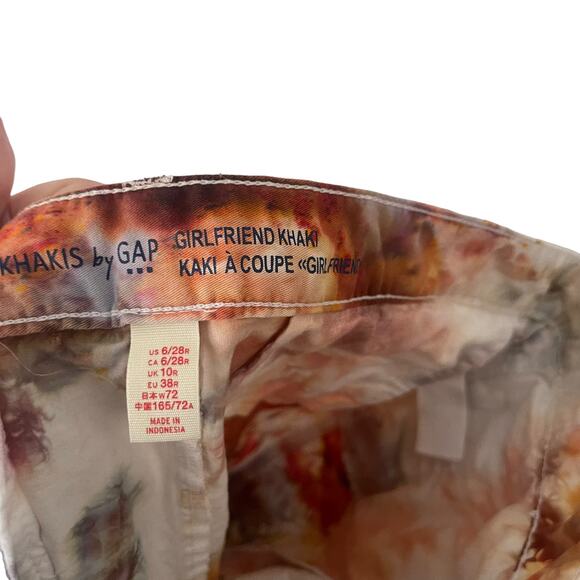 GAP Women's Size 6 W 28 Tie Dye Summer Girlfriend Khaki Crop Pants‎ - Picture 6 of 10